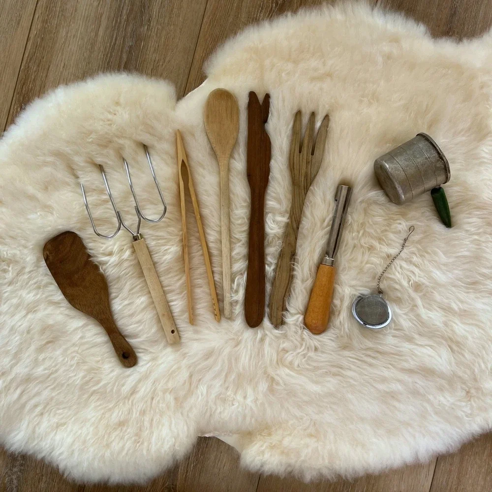 Vintage Rustic Wooden Utensils Kitchen Bundle